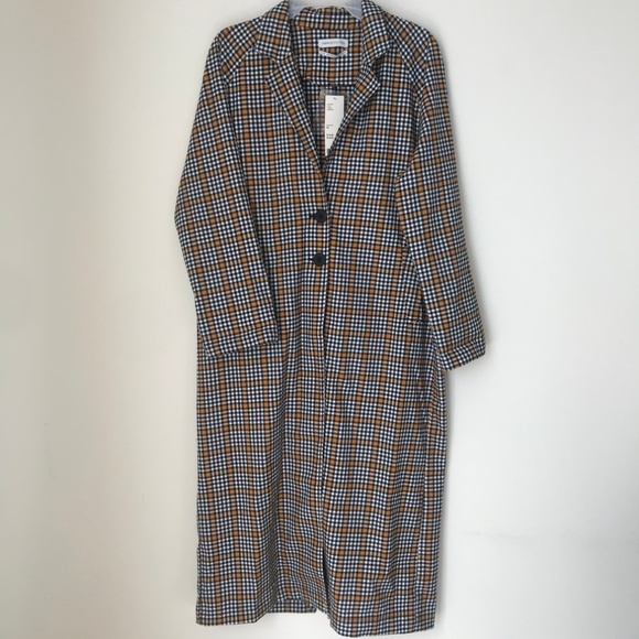 UO Checkered Button-Front Duster Coat - Picture 5 of 7